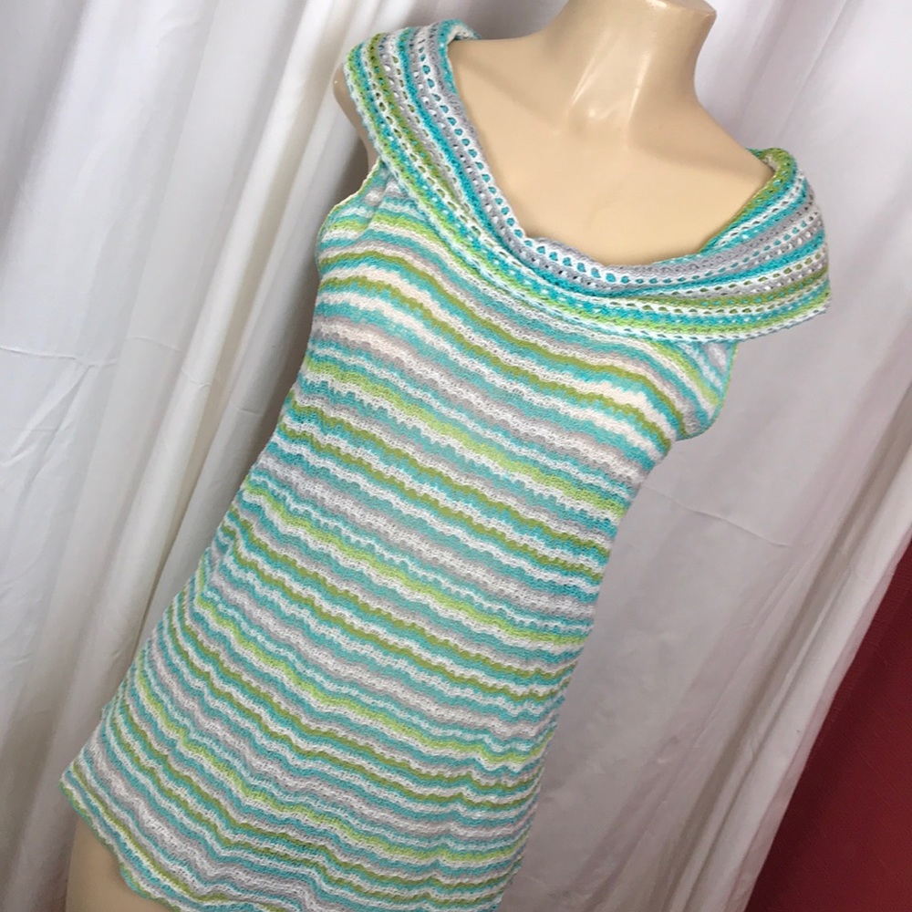 Sharon Young M beach weave travel top - Picture 1 of 7